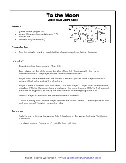 To the Moon (Printable Board Game) Space Worksheet