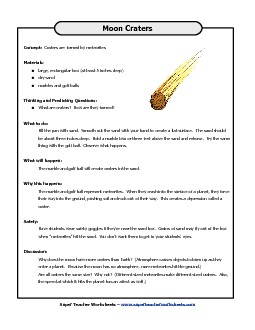 Moon Crater Science Activity Science Projects Worksheet