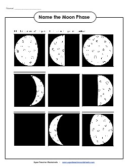 Name the Moon Phase Space Worksheet