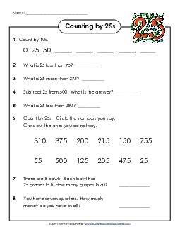 Questions: Counting by 25s Worksheet