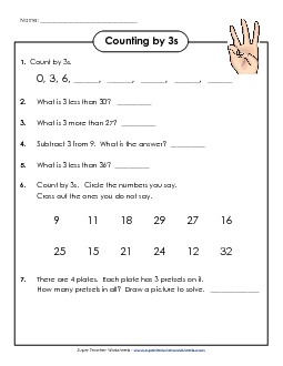 Questions: Counting by 3s Worksheet