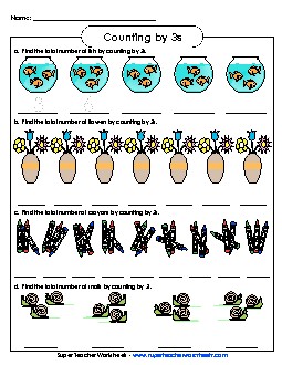 Objects: Counting by 3s Worksheet