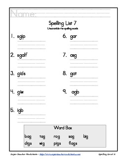 List 7: Word Scramble Spelling Worksheet