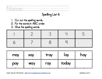 List 6:  ABC Order Spelling Worksheet