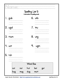 List 5: Word Scramble Spelling Worksheet