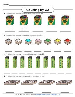 Objects: Counting by 25s Free Worksheet