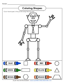 Shape Robot Color Geometry Worksheet