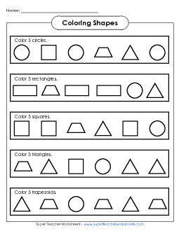 Shape Coloring Activity Geometry Worksheet