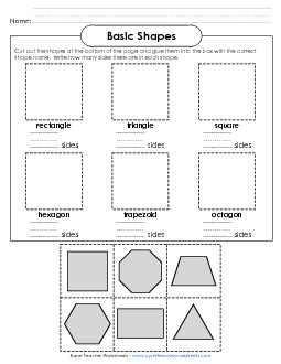 Basic Shapes Cut & Glue Geometry Worksheet