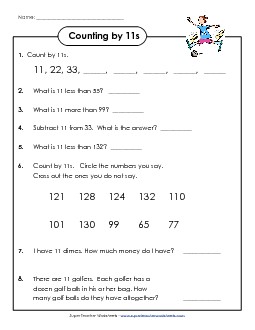 Count By 11s - Questions Counting Worksheet