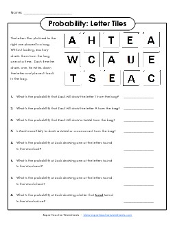 Probability Letter Tiles Worksheet