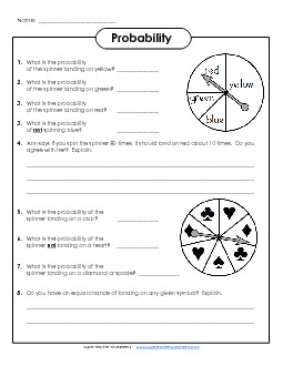 Probability Spinners (Intermediate 2) Worksheet