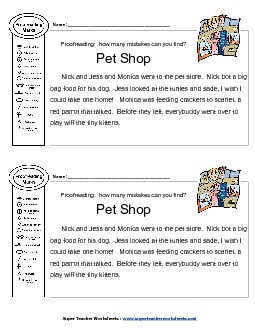 Proofreading: Pet Shop Editing Worksheet