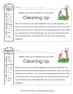 Proofreading: Cleaning Up Editing Worksheet