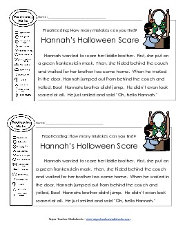 Proofreading:  Halloween Scare Editing Worksheet