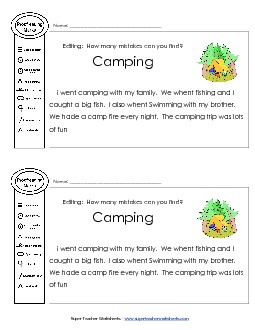 Editing: Camping Worksheet