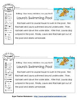 Editing: Swimming Pool Worksheet