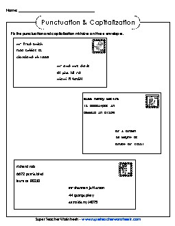 Punctuation Envelopes Worksheet