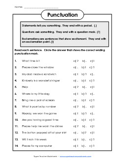 End Punctuation Worksheet