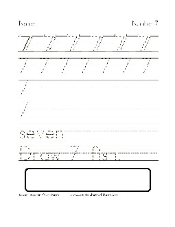 Number 7 Printing Worksheet