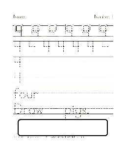 Number 4 Printing Worksheet