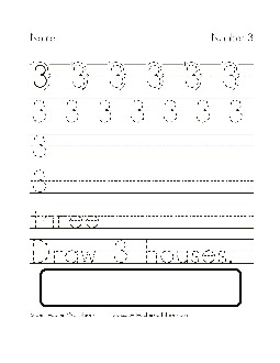 Number 3 Printing Worksheet