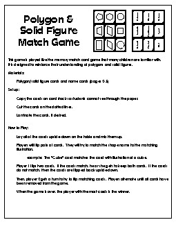 Polygons & Solids Matching Game Geometry Worksheet