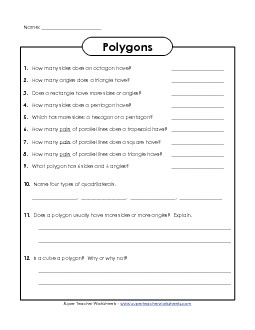 Polygon Questions Free Geometry Worksheet