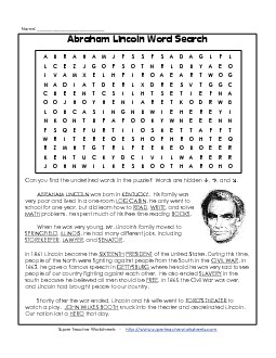 Word Search (Harder) Presidents Day Worksheet