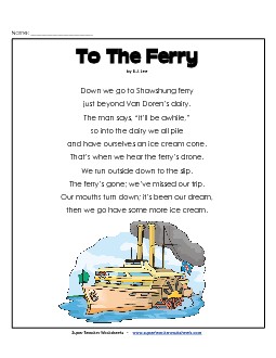 To The Ferry 5th Grade Reading Comprehension Worksheet