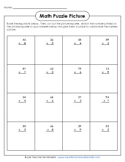 Presidents Math Puzzle - Multiplication Presidents Day Worksheet