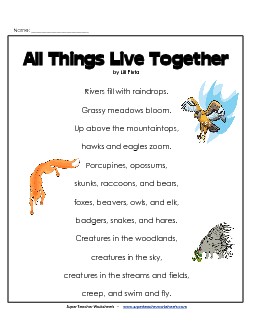 Animals Living Together 3rd Grade Reading Comprehension Worksheet