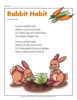 Rabbit Habit 4th Grade Reading Comprehension Worksheet