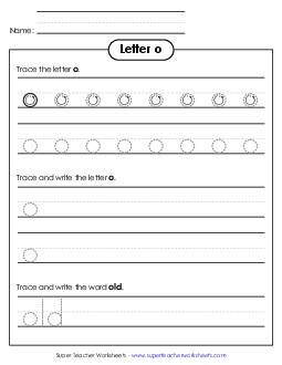 Lowercase o (Tracing Dotted Line) Printing Worksheet