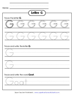 Uppercase G (Tracing Dotted Line) Printing Worksheet