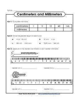 Centimeter and Millimeter Worksheet Measurement Worksheet