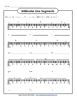 Millimeters - Line Segments Measurement Worksheet