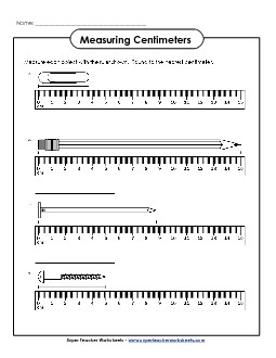 Measuring to the Nearest Centimeter #1 Free Measurement Worksheet