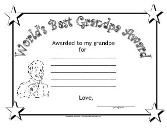 Best Grandpa Award Fathers Day Worksheet