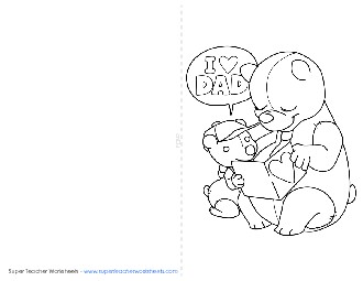 Card: Father Bear & Cub Fathers Day Worksheet