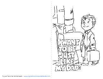 Card: Just Like Dad Fathers Day Worksheet