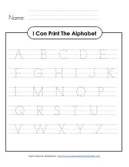 Print the Alphabet (Upper Case) Printing Worksheet