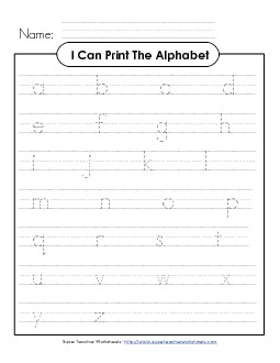 Print the Alphabet (Lower Case) Printing Worksheet