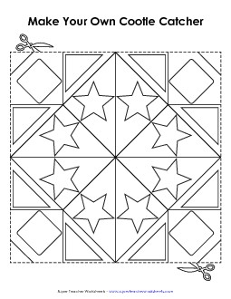 Cootie Catcher Template (Shapes) Brainteasers Worksheet