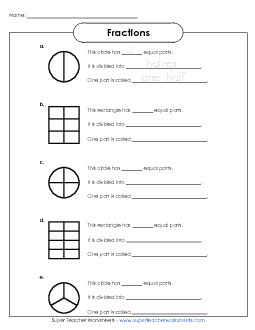 Fraction Introduction 2 Fractions Worksheet