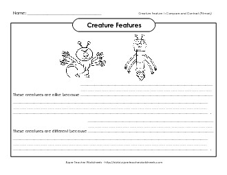 Creature Feature #1 (Primary) Compare Contrast Worksheet