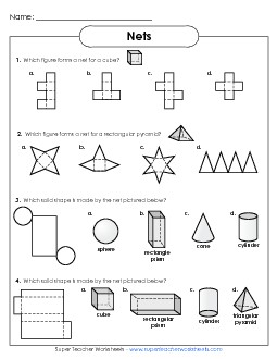 Net Shapes Worksheet #2 Geometry Worksheet