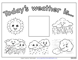 Daily Weather Chart (Black and White) Worksheet