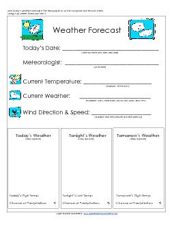 Weather Forecast Sheet  Worksheet