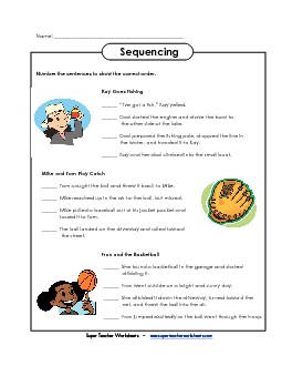 Sequencing Worksheet Reading Worksheet